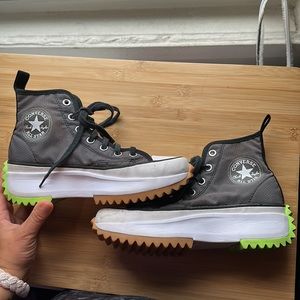 Converse Women’s High-Top Sneakers in Gray with Green and Gum Accents
